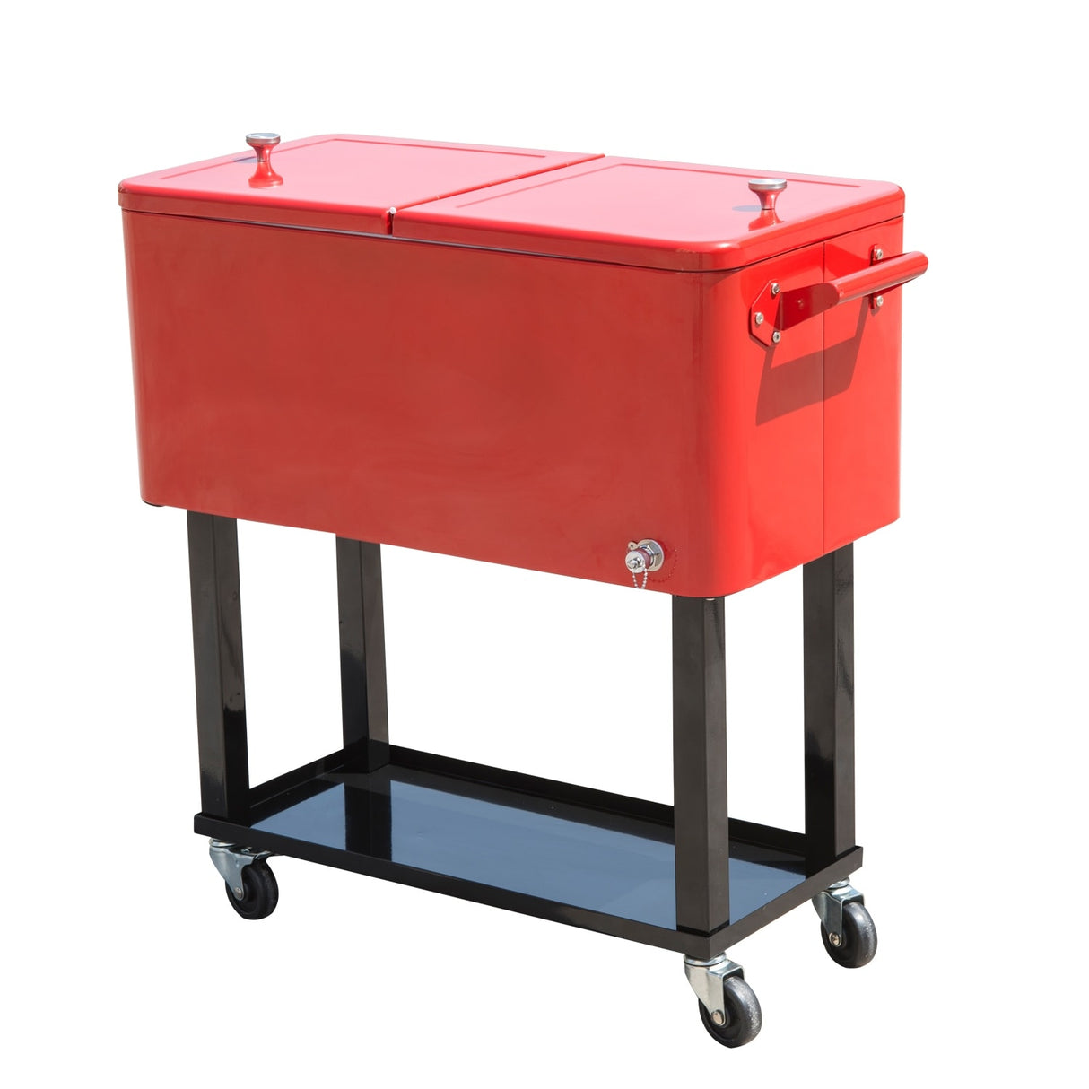 Outsunny 80-quart Red Portable Rolling Patio Drink Cooler Ice Chest