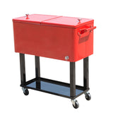 Outsunny 80-quart Red Portable Rolling Patio Drink Cooler Ice Chest