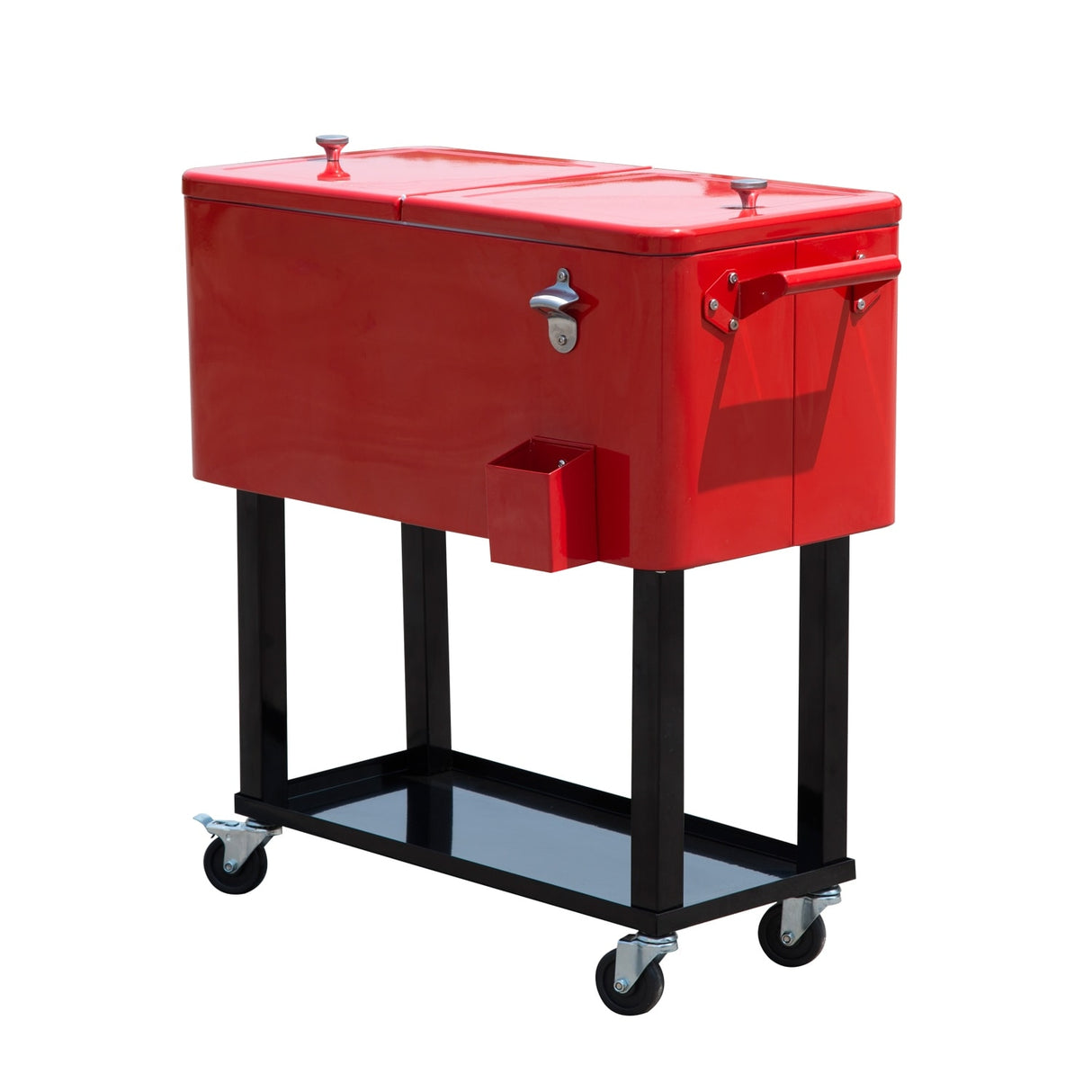 Outsunny 80-quart Red Portable Rolling Patio Drink Cooler Ice Chest