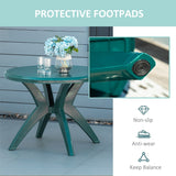 Outsunny Round Plastic Patio Table with Umbrella Hole,Dining Table