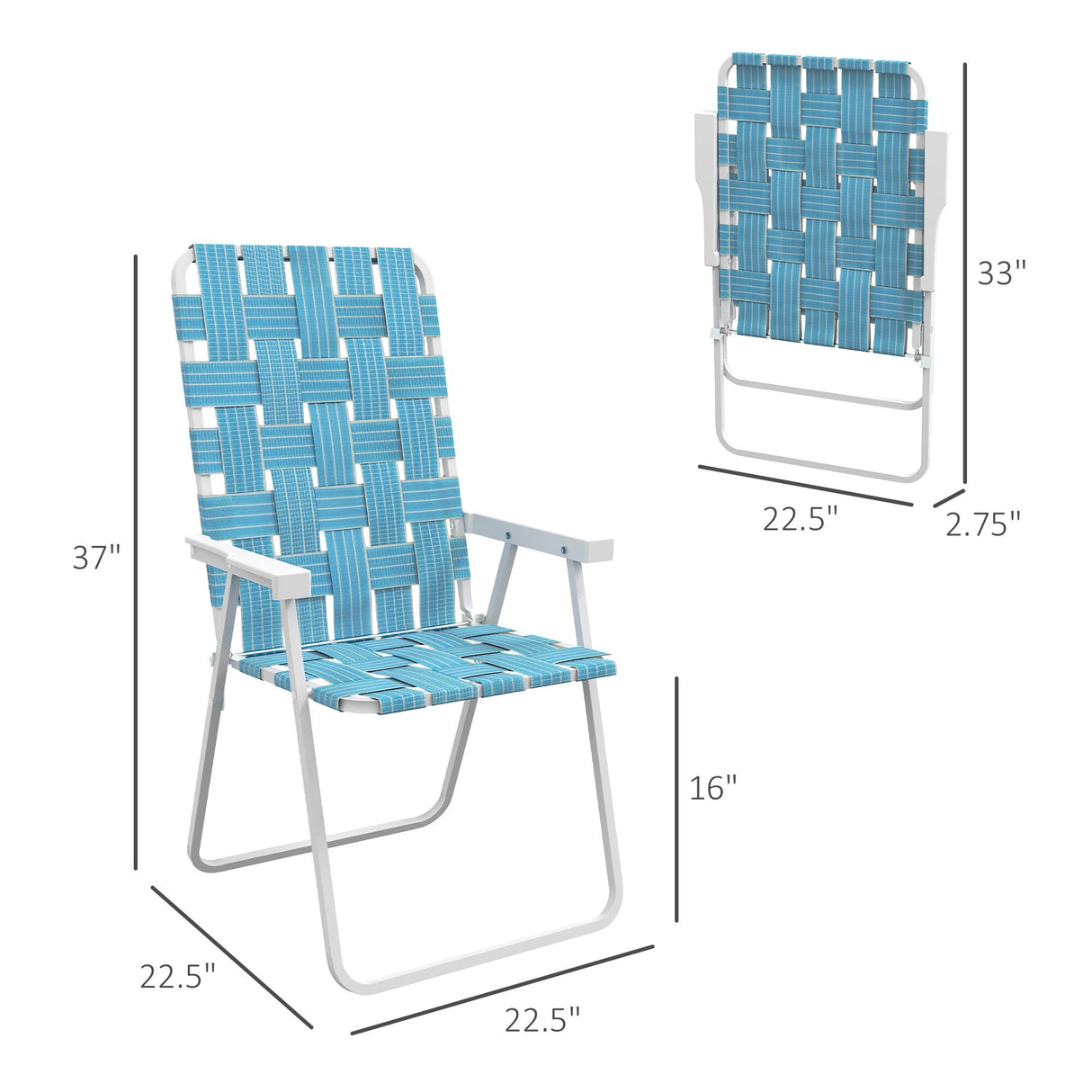 Outsunny Set of 2 Patio Folding Chairs, Classic Outdoor Camping Chairs, Portable Lawn Chairs for Camping