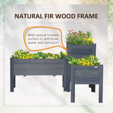 Outsunny Set of 3 Raised Garden Beds, Self-Draining Elevated Wood Planter Boxes with Legs & Liner for Backyard & Patio