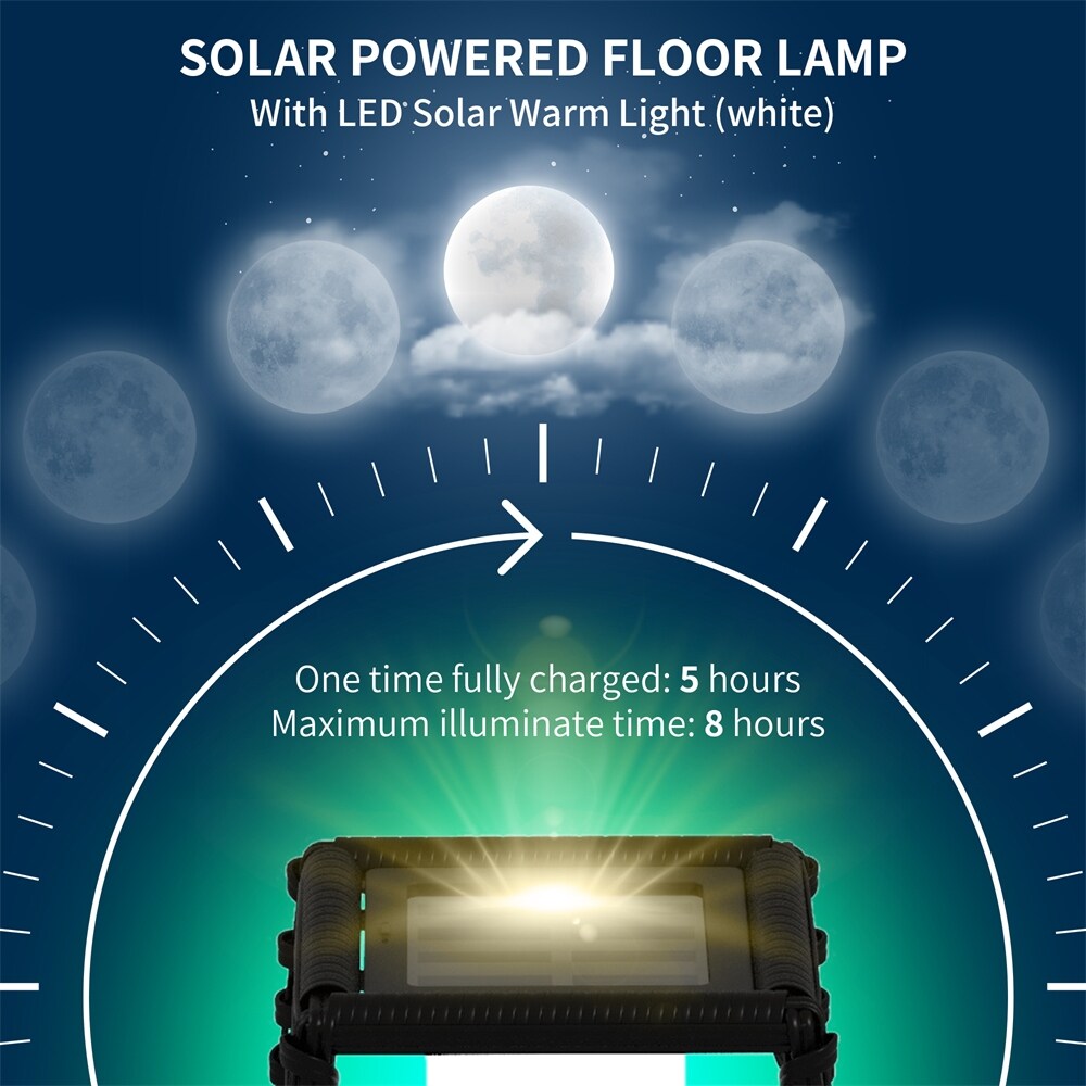 Outsunny Solar Floor Lamp, Outdoor Rattan Garden Lantern,Pathway Light