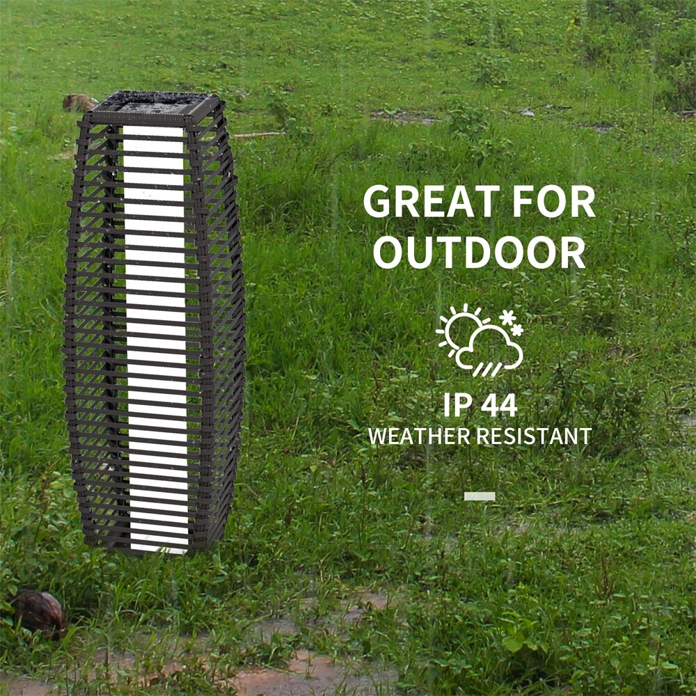Outsunny Solar Floor Lamp, Outdoor Rattan Garden Lantern,Pathway Light