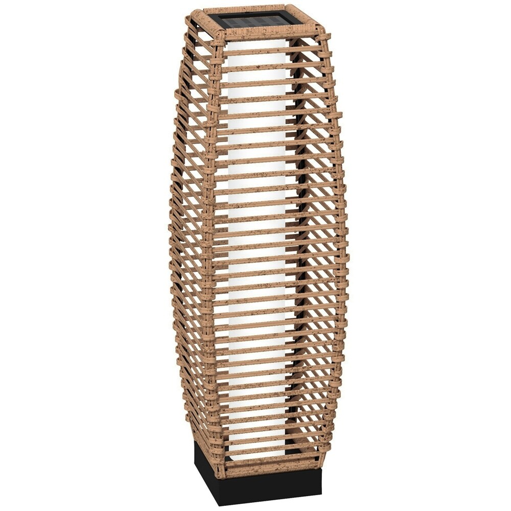 Outsunny Solar Floor Lamp, Outdoor Rattan Garden Lantern,Pathway Light