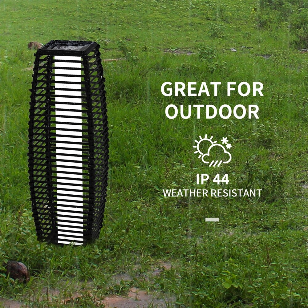 Outsunny Solar Floor Lamp, Outdoor Rattan Garden Lantern,Pathway Light