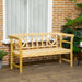 Outsunny Three-Person Wooden Bench, Three-Seater Outdoor Patio Bench, Backrest and Armrests, Rustic Country Diamond Pattern