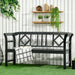 Outsunny Three-Person Wooden Bench, Three-Seater Outdoor Patio Bench, Backrest and Armrests, Rustic Country Diamond Pattern