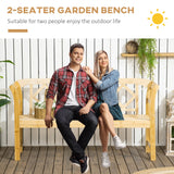 Outsunny Three-Person Wooden Bench, Three-Seater Outdoor Patio Bench, Backrest and Armrests, Rustic Country Diamond Pattern