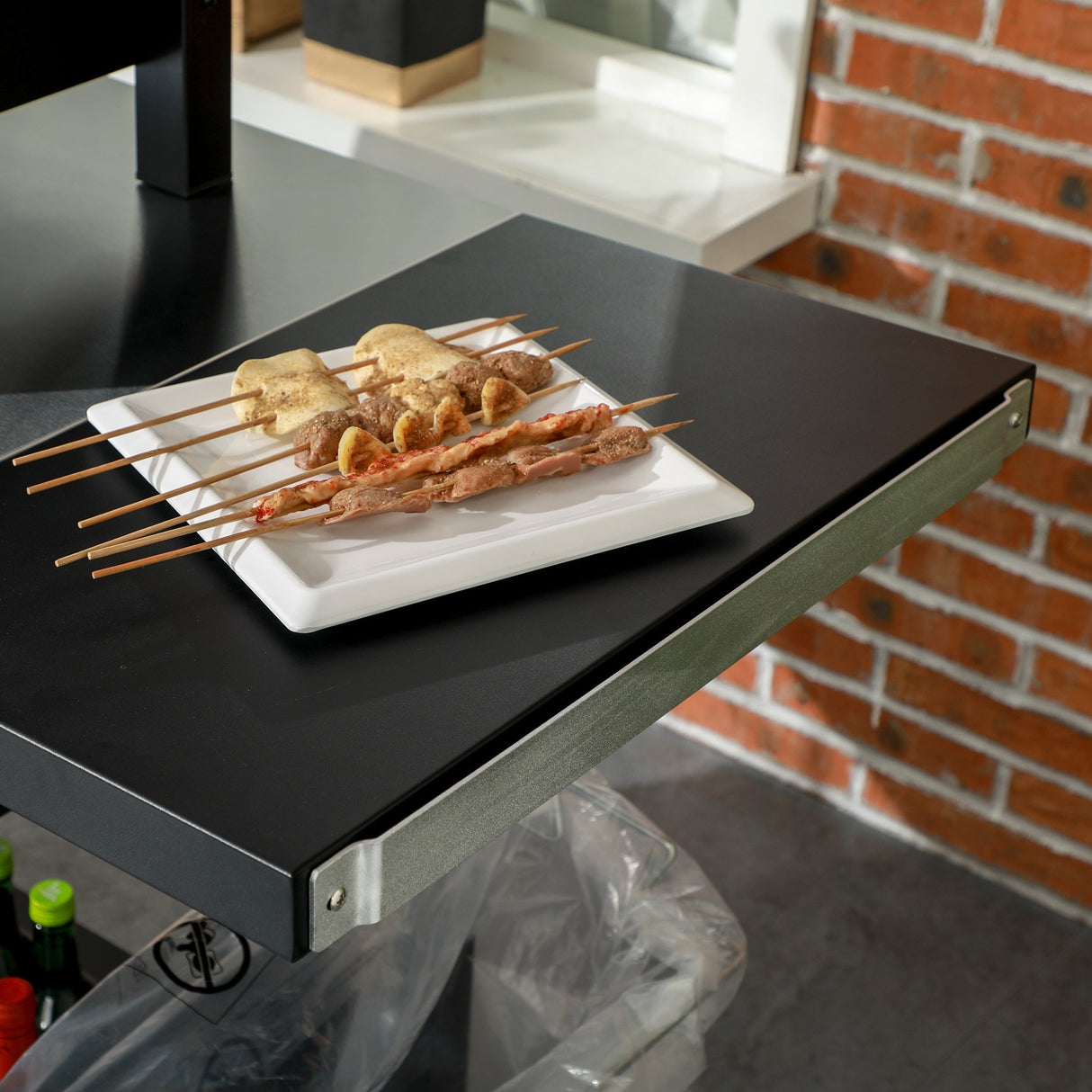 Outsunny Three-Shelf Outdoor Grill Cart with Foldable Side Table, 46" x 21.75" Multifunctional Stainless Steel Pizza Oven Stand