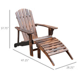 Outsunny Wooden Adirondack Outdoor Patio Lounge Chair with Ottoman - Rustic Brown - 30" L x 56" W x 36" H