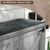 Outsunny Wooden Garden Shed, Outdoor Storage Cabinet with Waterproof Asphalt Roof, Narrow Tool Shed with Shelves