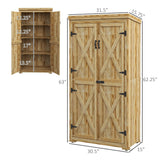 Outsunny Wooden Garden Shed, Outdoor Storage Cabinet with Waterproof Galvanized Metal Roof, Narrow Tool Shed