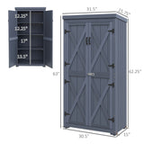 Outsunny Wooden Garden Shed, Outdoor Storage Cabinet with Waterproof Galvanized Metal Roof, Narrow Tool Shed
