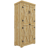 Outsunny Wooden Garden Shed, Outdoor Storage Cabinet with Waterproof Galvanized Metal Roof, Narrow Tool Shed