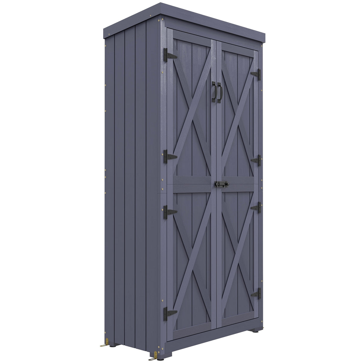Outsunny Wooden Garden Shed, Outdoor Storage Cabinet with Waterproof Galvanized Metal Roof, Narrow Tool Shed