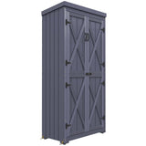 Outsunny Wooden Garden Shed, Outdoor Storage Cabinet with Waterproof Galvanized Metal Roof, Narrow Tool Shed