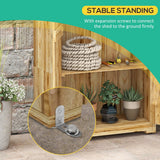 Outsunny Wooden Garden Shed, Outdoor Storage Cabinet with Waterproof Galvanized Metal Roof, Narrow Tool Shed
