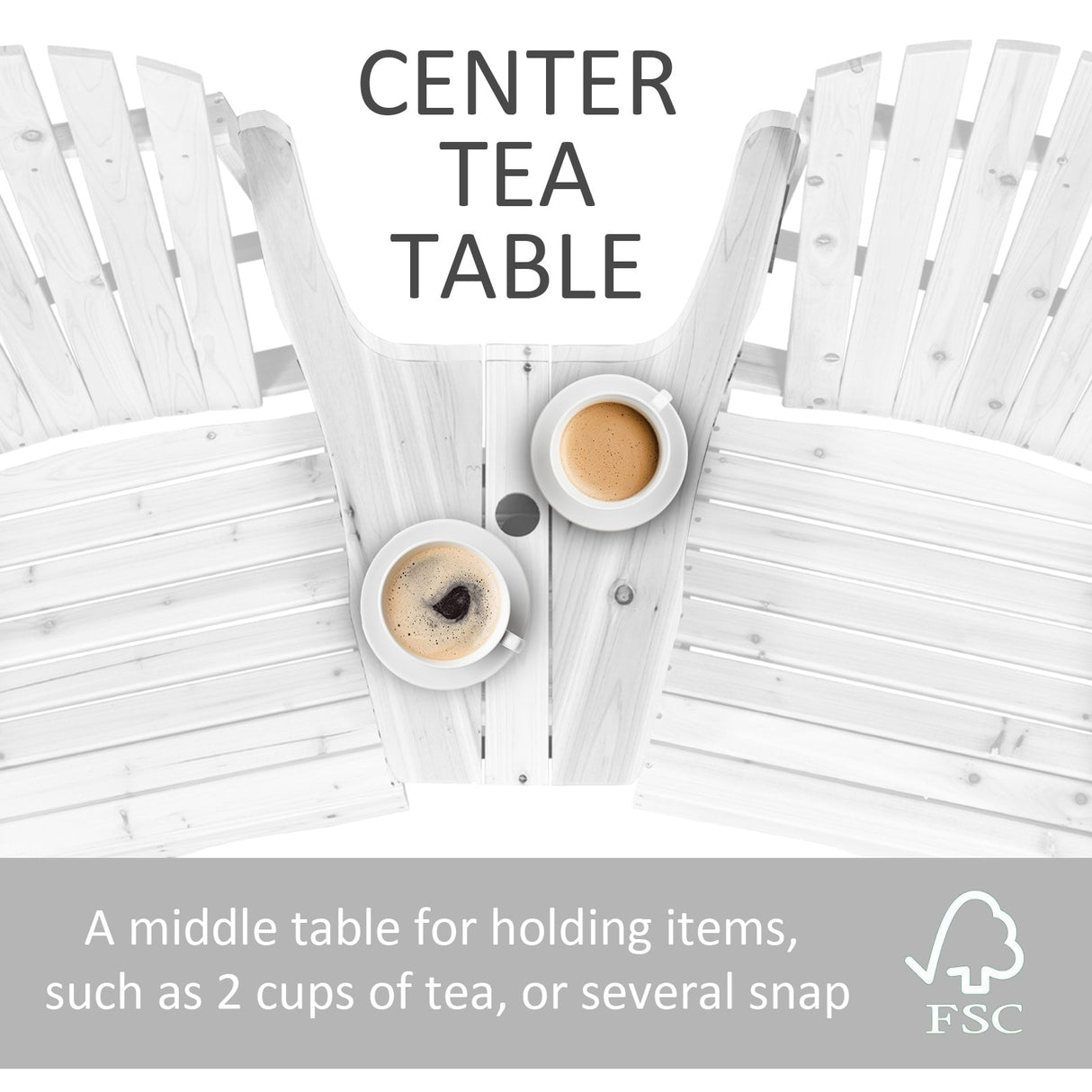 Outsunny Wooden Outdoor Double Adirondack Chairs with Center Table and Umbrella Hole, Perfect for Lounging and Relaxing