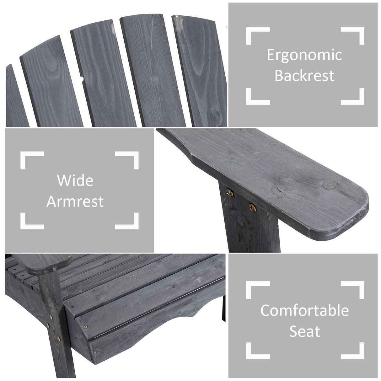 Outsunny Wooden Outdoor Double Adirondack Chairs with Center Table and Umbrella Hole, Perfect for Lounging and Relaxing