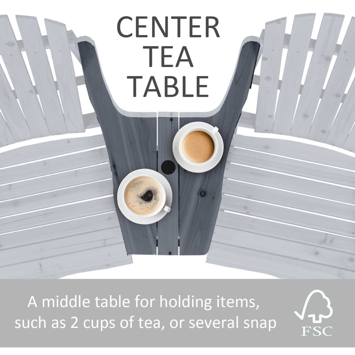 Outsunny Wooden Outdoor Double Adirondack Chairs with Center Table and Umbrella Hole, Perfect for Lounging and Relaxing