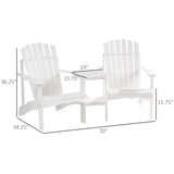 Outsunny Wooden Outdoor Double Adirondack Chairs with Center Table and Umbrella Hole, Perfect for Lounging and Relaxing