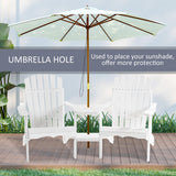 Outsunny Wooden Outdoor Double Adirondack Chairs with Center Table and Umbrella Hole, Perfect for Lounging and Relaxing