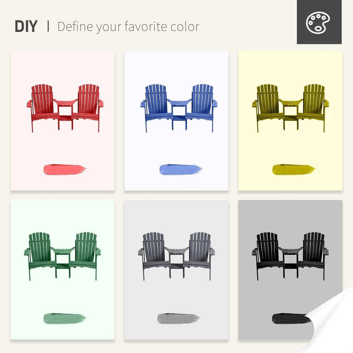 Outsunny Wooden Outdoor Double Adirondack Chairs with Center Table and Umbrella Hole, Perfect for Lounging and Relaxing