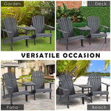 Outsunny Wooden Outdoor Double Adirondack Chairs with Center Table and Umbrella Hole, Perfect for Lounging and Relaxing
