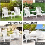 Outsunny Wooden Outdoor Double Adirondack Chairs with Center Table and Umbrella Hole, Perfect for Lounging and Relaxing