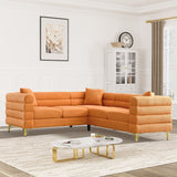Ouyessir Teddy Fabric Modern Sectional Sofa Sets L-Shape/2/3/4 Seater Sofa Couch with Pillows