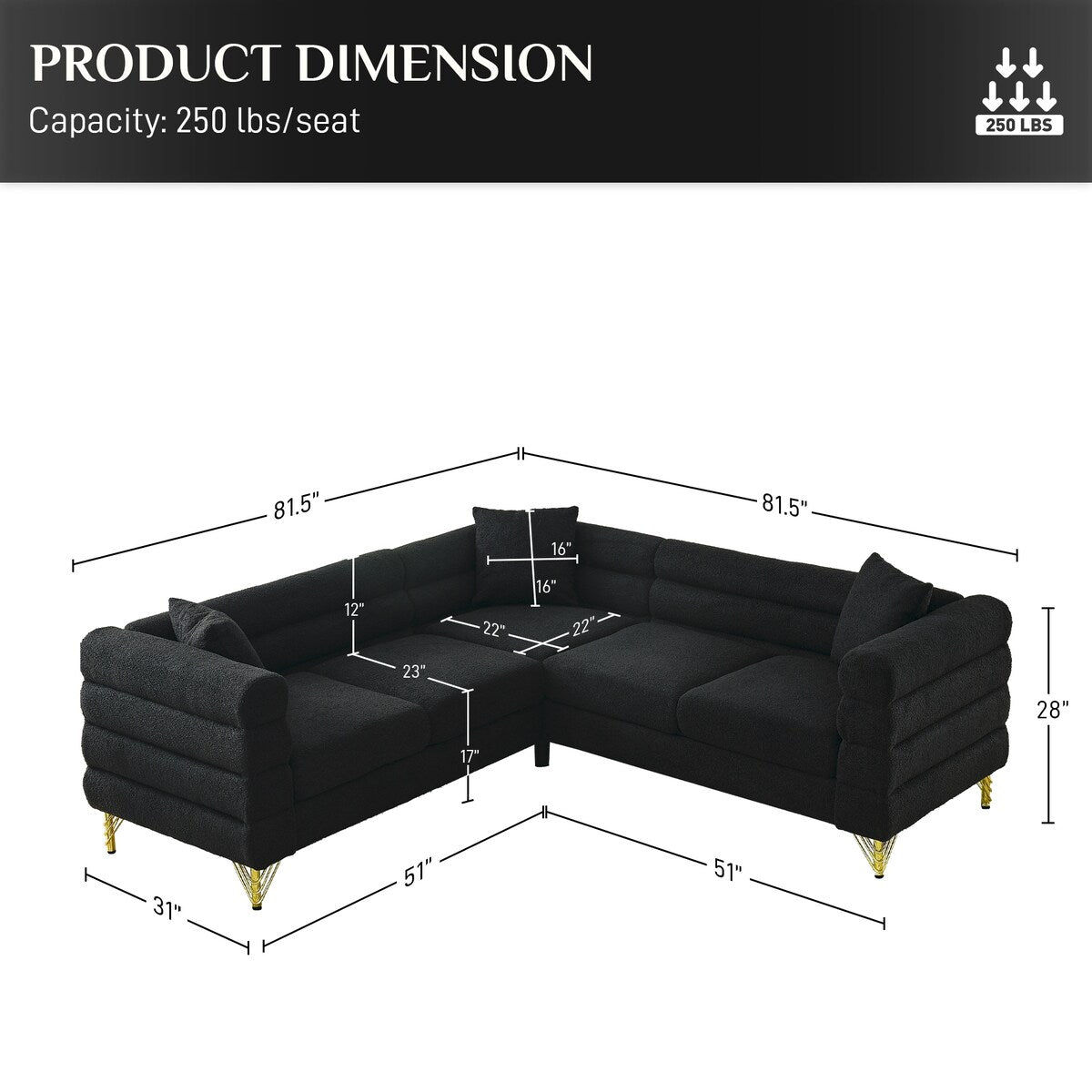 Ouyessir Teddy Fabric Modern Sectional Sofa Sets L-Shape/2/3/4 Seater Sofa Couch with Pillows