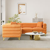 Ouyessir Teddy Fabric Modern Sectional Sofa Sets L-Shape/2/3/4 Seater Sofa Couch with Pillows
