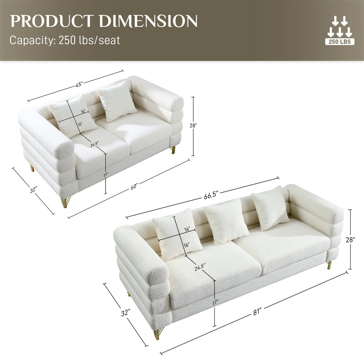 Ouyessir Teddy Fabric Modern Sectional Sofa Sets L-Shape/2/3/4 Seater Sofa Couch with Pillows