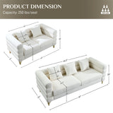Ouyessir Teddy Fabric Modern Sectional Sofa Sets L-Shape/2/3/4 Seater Sofa Couch with Pillows