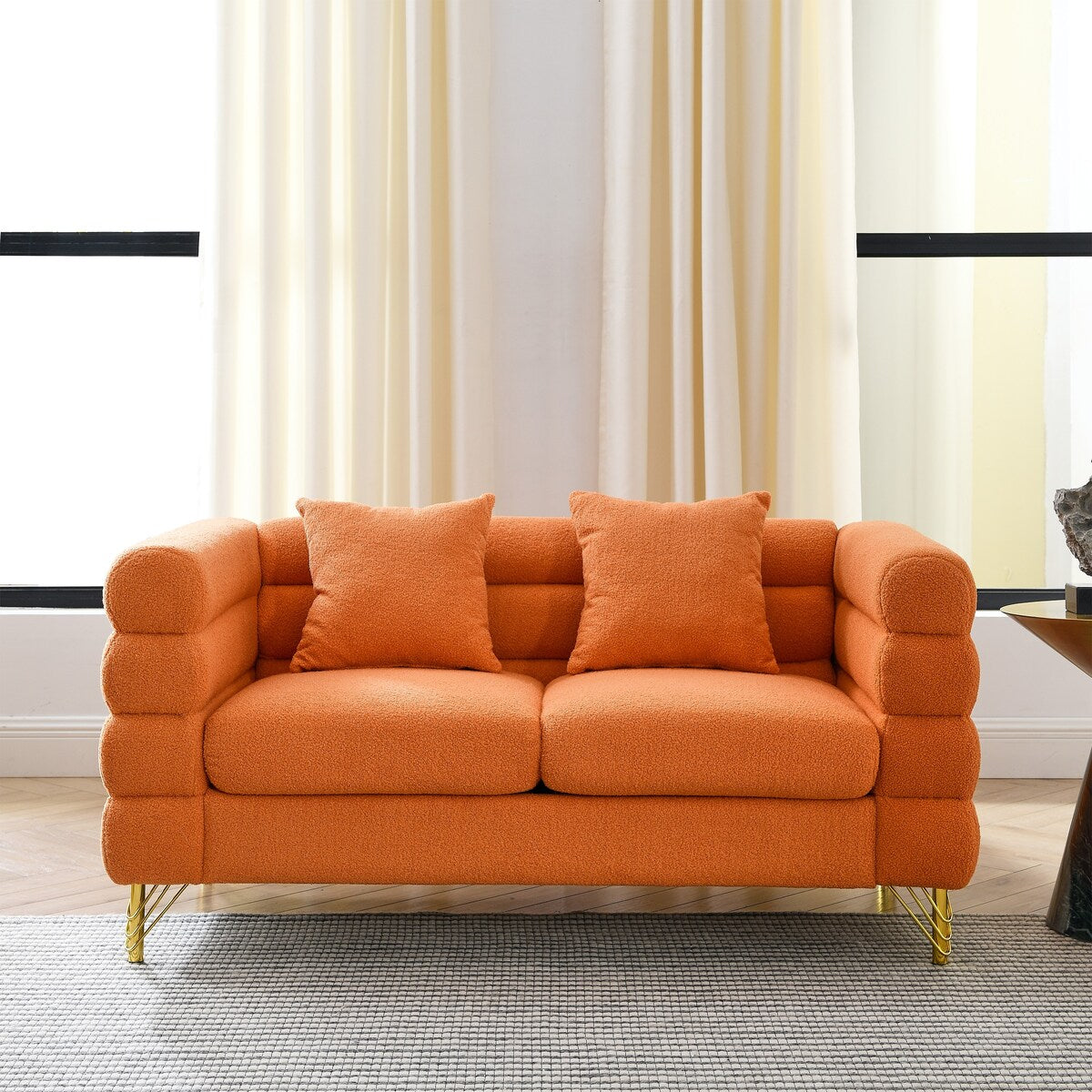 Ouyessir Teddy Fabric Modern Sectional Sofa Sets L-Shape/2/3/4 Seater Sofa Couch with Pillows