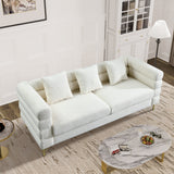 Ouyessir Teddy Fabric Modern Sectional Sofa Sets L-Shape/2/3/4 Seater Sofa Couch with Pillows