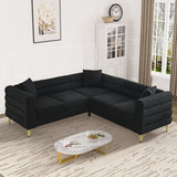 Ouyessir Teddy Fabric Modern Sectional Sofa Sets L-Shape/2/3/4 Seater Sofa Couch with Pillows