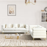 Ouyessir Teddy Fabric Modern Sectional Sofa Sets L-Shape/2/3/4 Seater Sofa Couch with Pillows