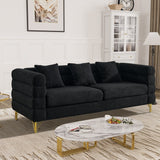 Ouyessir Teddy Fabric Modern Sectional Sofa Sets L-Shape/2/3/4 Seater Sofa Couch with Pillows
