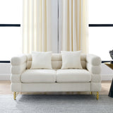 Ouyessir Teddy Fabric Modern Sectional Sofa Sets L-Shape/2/3/4 Seater Sofa Couch with Pillows