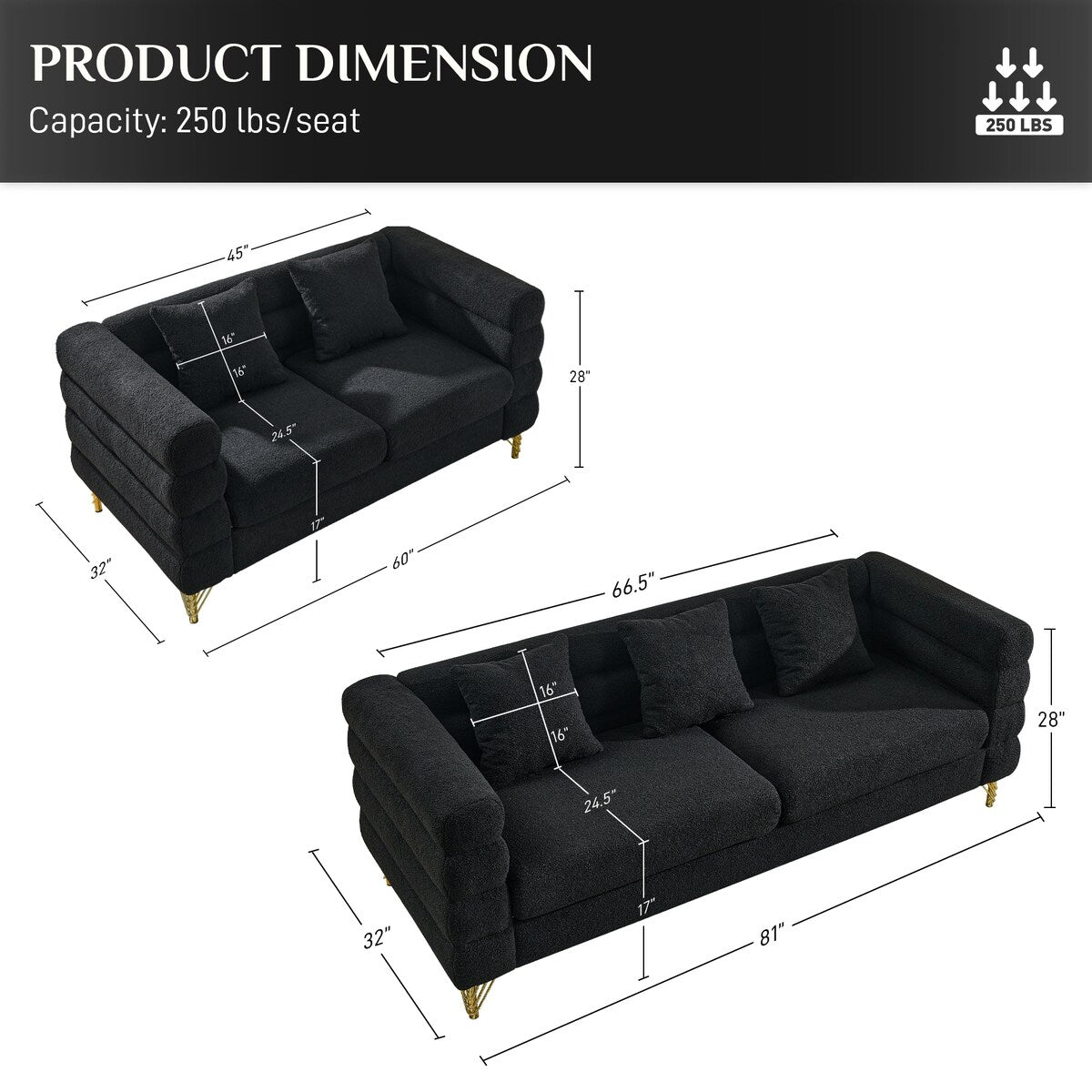 Ouyessir Teddy Fabric Modern Sectional Sofa Sets L-Shape/2/3/4 Seater Sofa Couch with Pillows