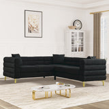 Ouyessir Teddy Fabric Modern Sectional Sofa Sets L-Shape/2/3/4 Seater Sofa Couch with Pillows