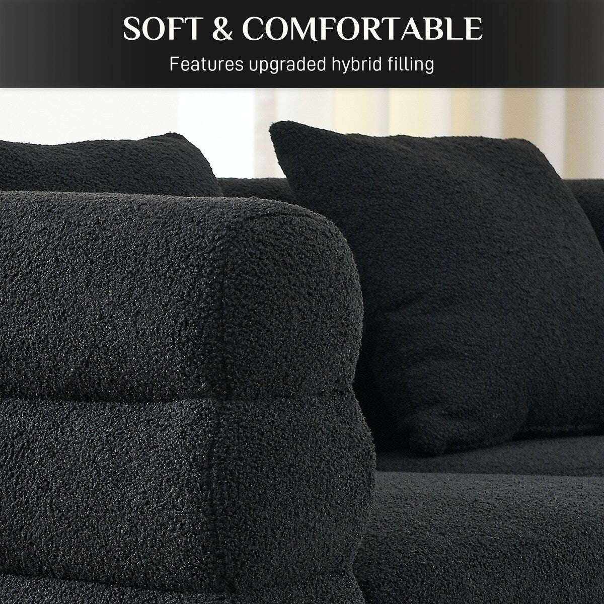 Ouyessir Teddy Fabric Modern Sectional Sofa Sets L-Shape/2/3/4 Seater Sofa Couch with Pillows