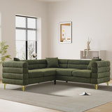 Ouyessir Teddy Fabric Modern Sectional Sofa Sets L-Shape/2/3/4 Seater Sofa Couch with Pillows