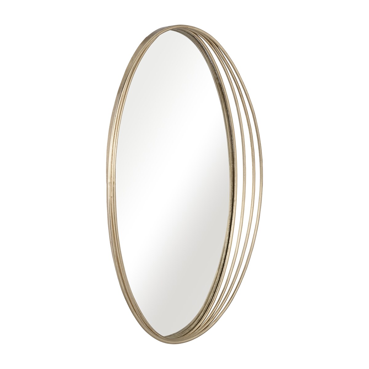 Oval Mirror 26" x 39" Gold Iron Decorative Mirror Contemporary Wall Accent for Bathroom, Bedroom, Entry Way, Office