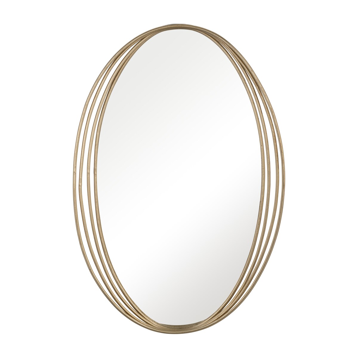 Oval Mirror 26" x 39" Gold Iron Decorative Mirror Contemporary Wall Accent for Bathroom, Bedroom, Entry Way, Office