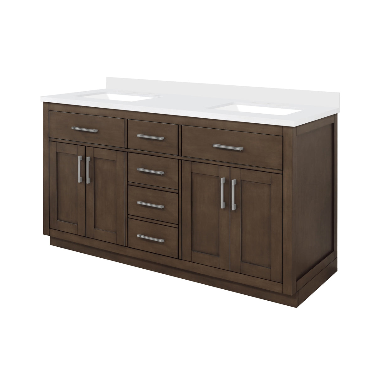 Ove Decors Bailey 60 in. Double Sink Bathroom Vanity in Almond Latte