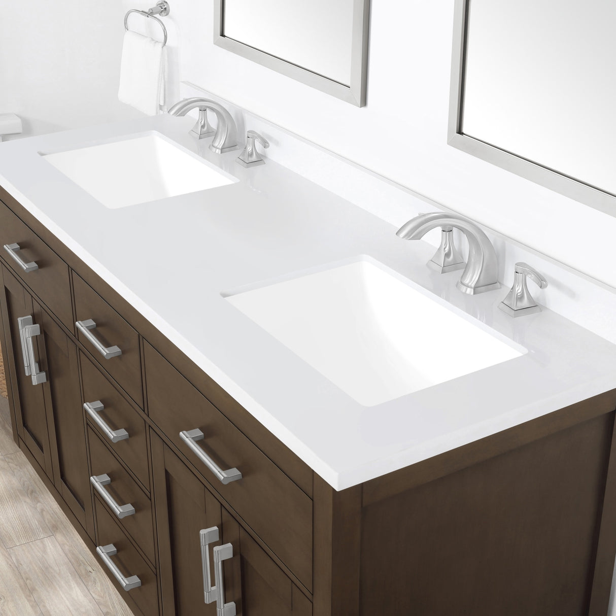 Ove Decors Bailey 60 in. Double Sink Bathroom Vanity in Almond Latte