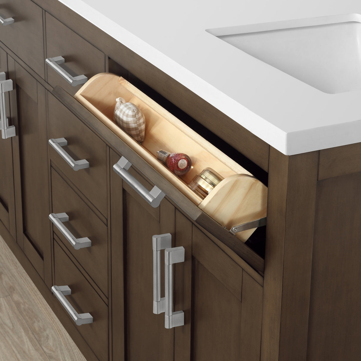 Ove Decors Bailey 60 in. Double Sink Bathroom Vanity in Almond Latte
